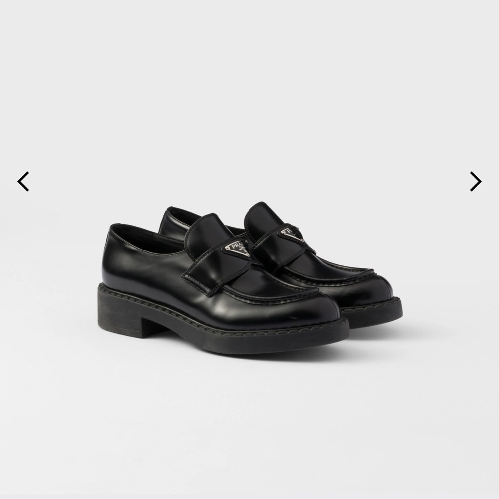 Brushed leather prada loafers